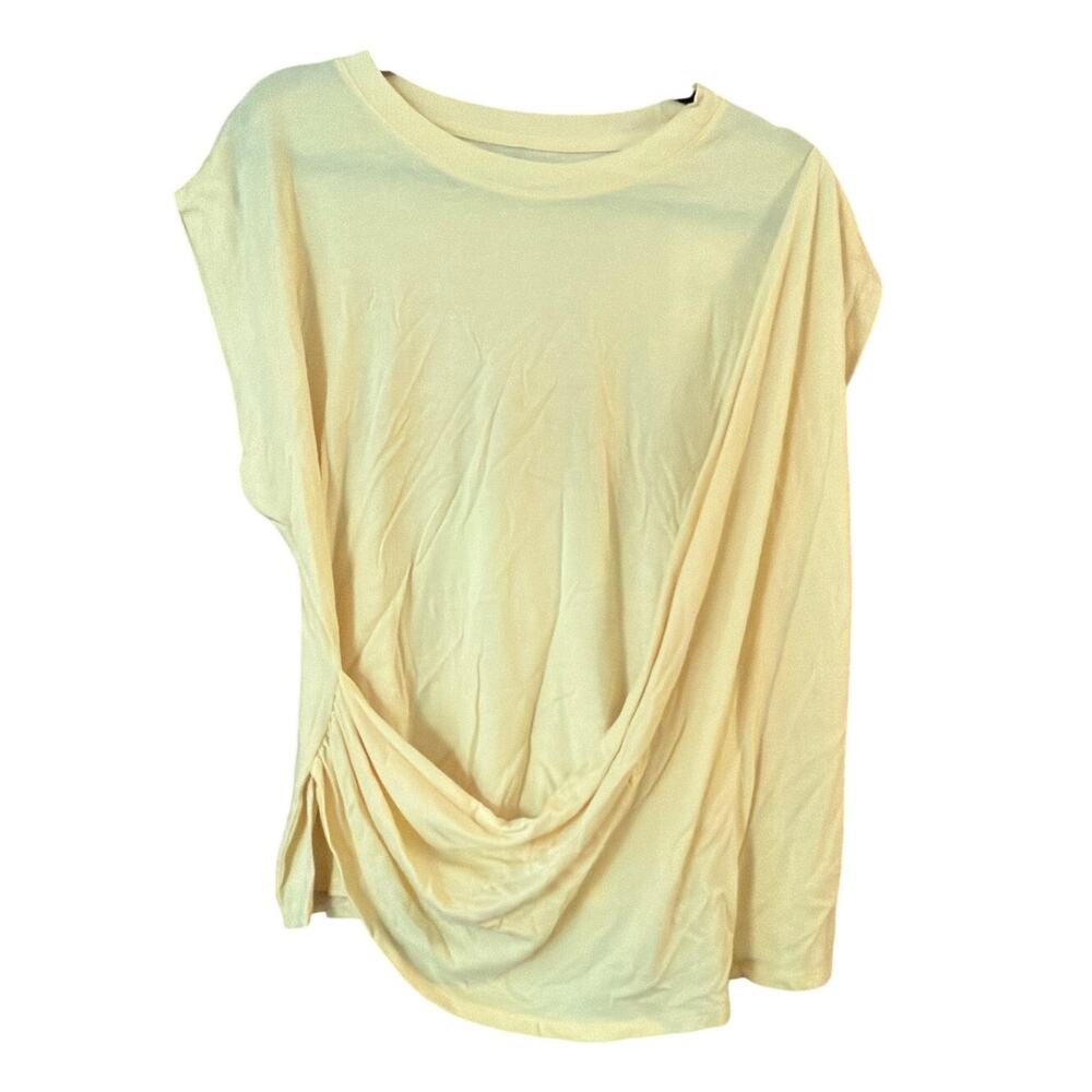 a new day Women's Plus Size Faux Wrap Yellow Shirt Size XXL XX-Large New